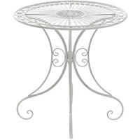 GARTENTISCH rund Ø70 cm Metall antik weiß - Weiß, Metall (70/70/73cm) - CLP