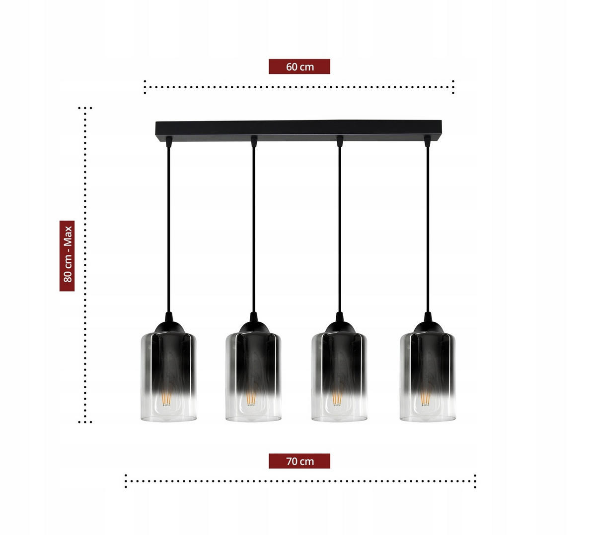 PENDELLEUCHTE GRAF - Transparent/Anthrazit, Glas/Metall (10/70/80cm) - kiki design