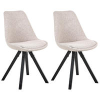 ESSZIMMERSTUHL 2er-Set Hellbraun Hedley - Hellbraun/Schwarz, Textil (48/86/58cm) - Beliani