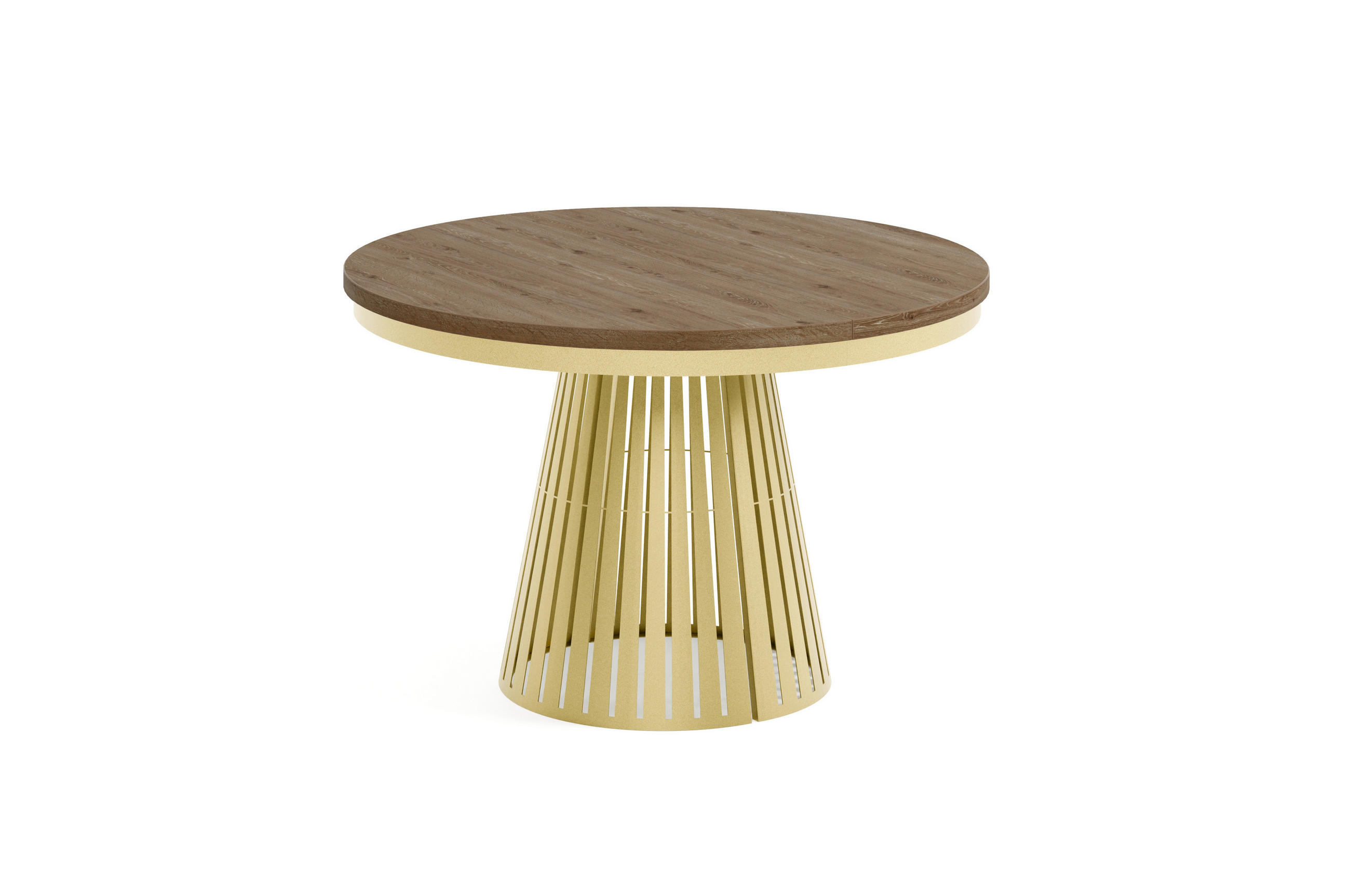 ESSTISCH Cone Bis - Alteiche/Goldfarben, Holzwerkstoff/Metall (120/120/76cm) - Meblini