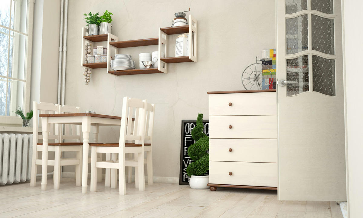 ESSTISCH aus Kiefernholz rechteckig in den Farben Weiß und Eiche 120/70/75 - Eichefarben, Holz (120/70/75cm) - Koma