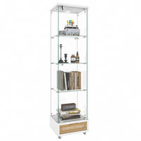 VITRINE in Weiß Glasvitrine mit Schubladen und LED-Beleuchtung für Wohn- und Schlafzimmer, B42.5/T36.5/H167cm - Weiß, Glas/Holzwerkstoff (42.5/167/36.5cm) - STILVORA