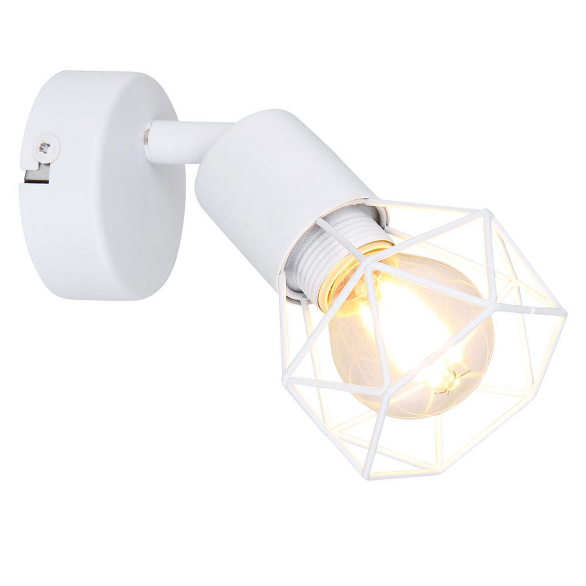 WANDLEUCHTE Metallkäfig Weiß schwenkbar XARA I - Weiß, Metall (8/13.5/13cm) - Globo Lighting