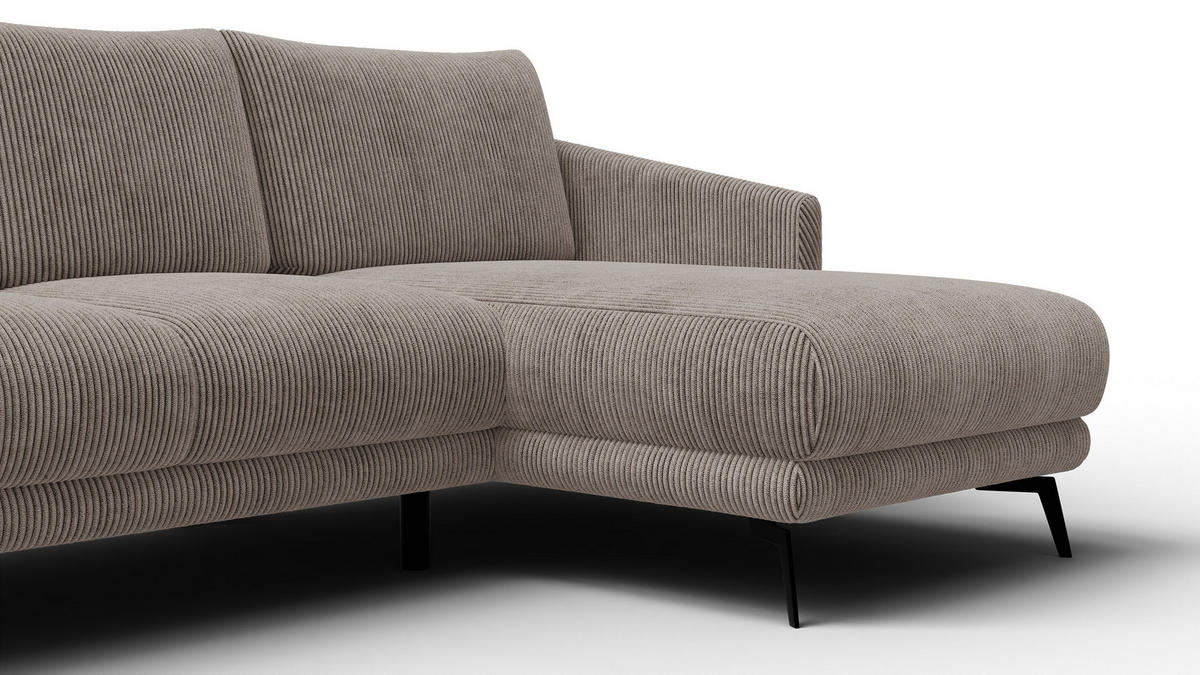 ECKSOFA VILT 3-Sitzer, taupe - Taupe/Schwarz, Holzwerkstoff/Textil (221/156cm) - Courtois Laville