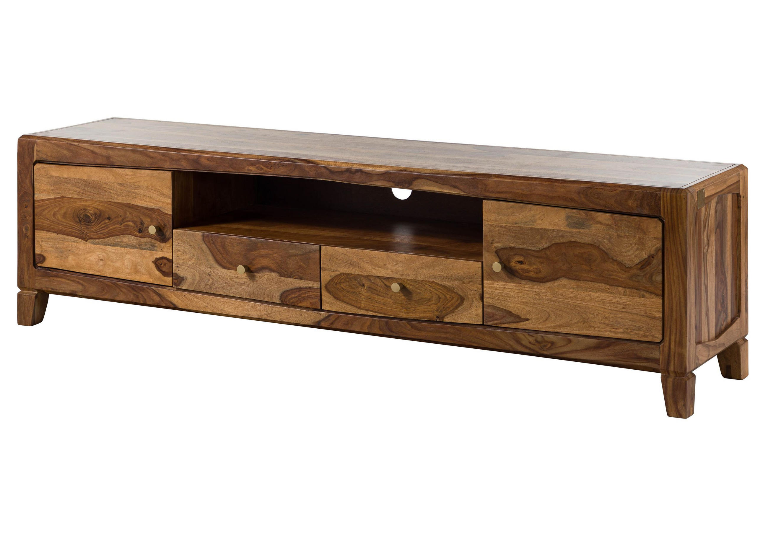 TV-BOARD Sheesham 200x45x55 braun lackiert ANCONA #111 - Braun, Holz (200/55/45cm) - Massivmoebel24