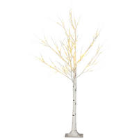 120 cm Kunstbirke Kunstbaum mit LED-Beleuchtung für Weihnachten Ostern Warmweiß - Weiß, Kunststoff (17/17/120cm) - HOMCOM