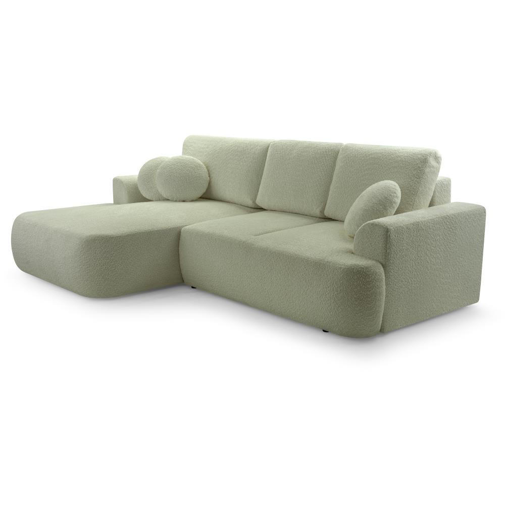 ECKSCHLAFSOFA Vento hellgrün links - Schwarz/Hellgrün, Textil (260/168cm) - Beautysofa