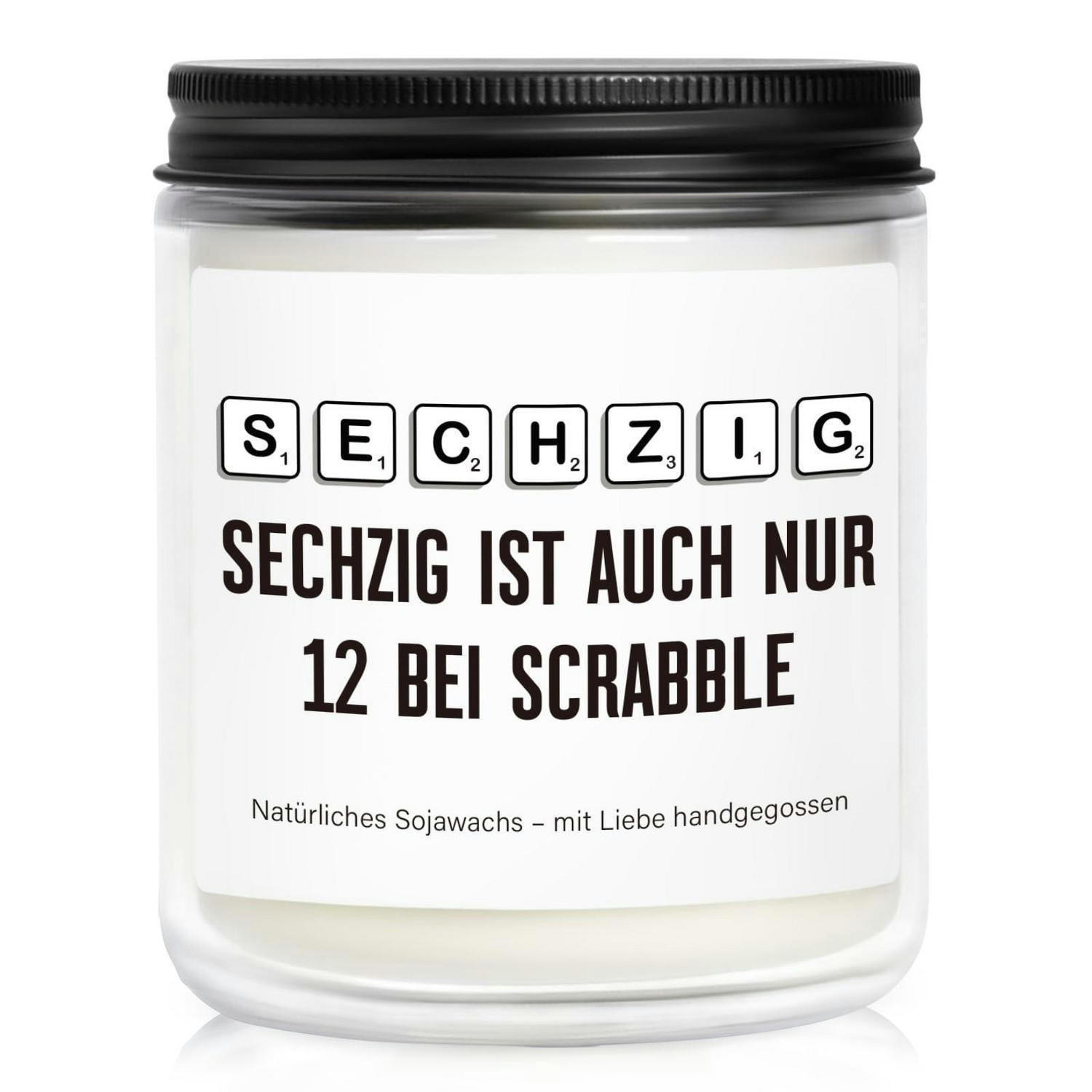 DUFTKERZE 60. Geburtstag Lavendel Sojawachs 35h Brenndauer - Schwarz, Paraffin (8.8cm)