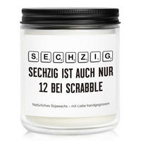 DUFTKERZE 60. Geburtstag Lavendel Sojawachs 35h Brenndauer - Schwarz, Paraffin (8.8cm)