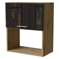 MIKROWELLENUMBAUSCHRANK Essen W2MK/60 Schwarz Hochglanz / Eiche Artisan Matt 60 / 32,5 / 72cm - Schwarz Hochglanz/Schwarz, Holz/Holzwerkstoff (60/32.5/72cm) - Feldmann-Wohnen