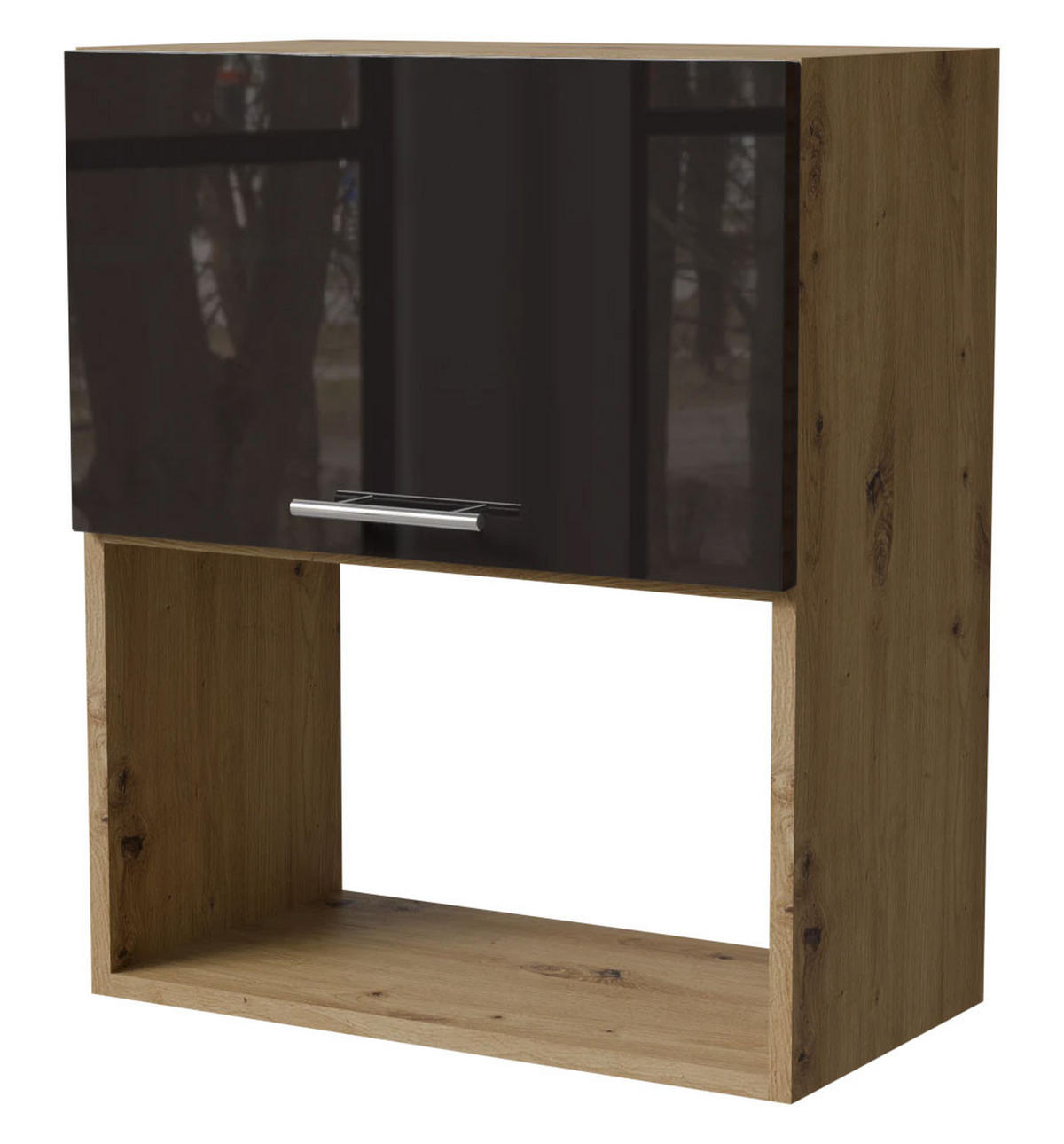 MIKROWELLENUMBAUSCHRANK Essen W2MK/60 Schwarz Hochglanz / Eiche Artisan Matt 60 / 32,5 / 72cm - Schwarz Hochglanz/Schwarz, Holz/Holzwerkstoff (60/32.5/72cm) - Feldmann-Wohnen