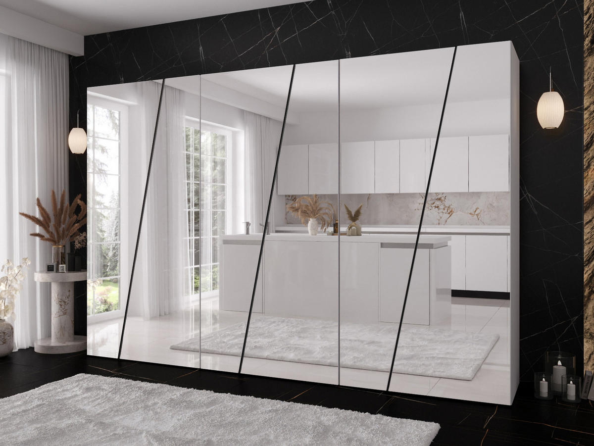 DREHTÜRENSCHRANK Zen 6L 300 cm - Schwarz/Weiß, Holzwerkstoff/Kunststoff (300/202/50cm) - MIRJAN24