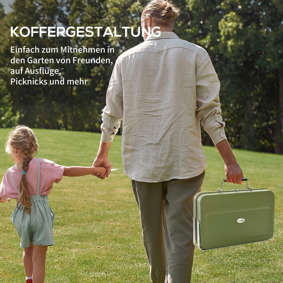 TISCHGRILL - Grün, Metall (30/28/47cm) - Outsunny