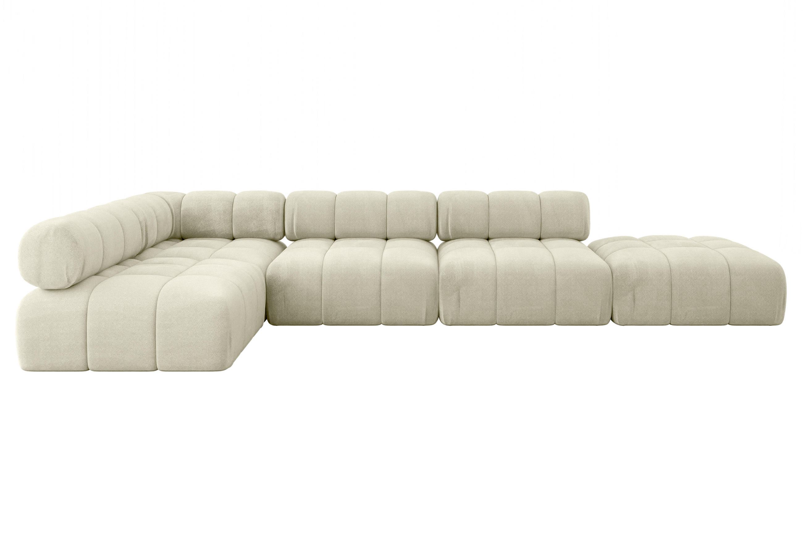 ECKSOFA modulares Sofa Favio-L2 - 380x190x70 cm Beige Velours - Beige, Holzwerkstoff/Textil (380/190cm) - ALTDECOR