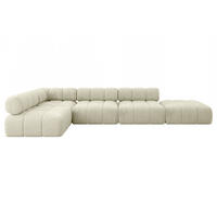 ECKSOFA modulares Sofa Favio-L2 - 380x190x70 cm Beige Velours - Beige, Holzwerkstoff/Textil (380/190cm) - ALTDECOR