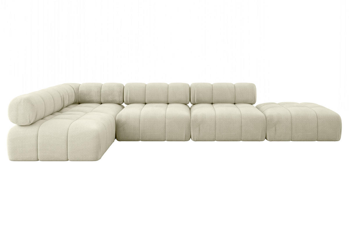 ECKSOFA modulares Sofa Favio-L2 - 380x190x70 cm Beige Velours - Beige, Holzwerkstoff/Textil (380/190cm) - ALTDECOR