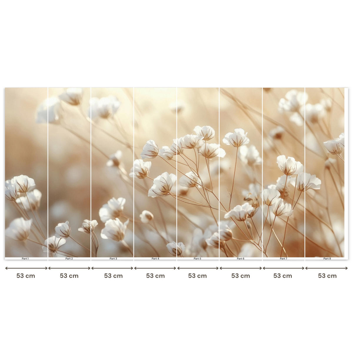 TAPETE - Wild - Blumen - Weiß - 450x220 cm - Creme, Papier (450/220cm) - OnlyWow