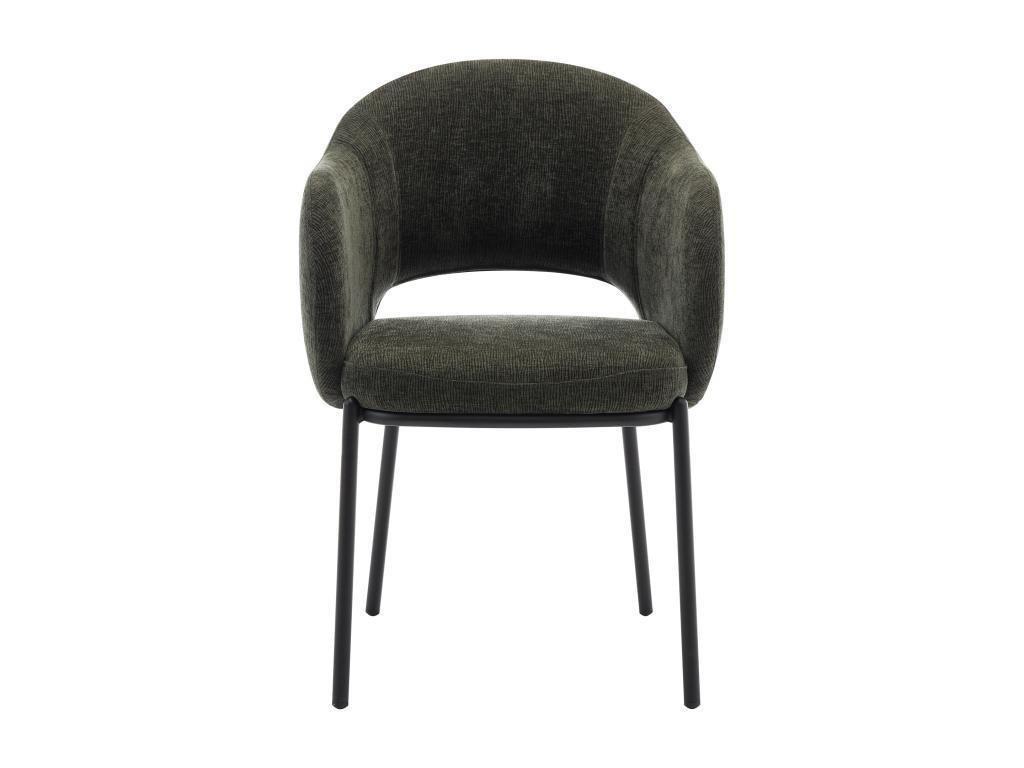 STUHL mit Armlehnen 2er-Set - Strukturstoff & schwarzes Metall - Grün - ACACILIO - Grün, Textil (56/82/55cm) - Vente-Unique
