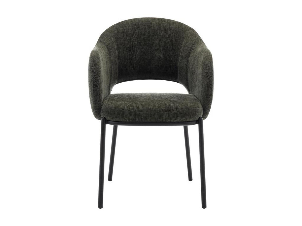 STUHL mit Armlehnen 6er-Set - Strukturstoff & schwarzes Metall - Grün - ACACILIO - Grün, Textil (56/82/55cm) - Vente-Unique