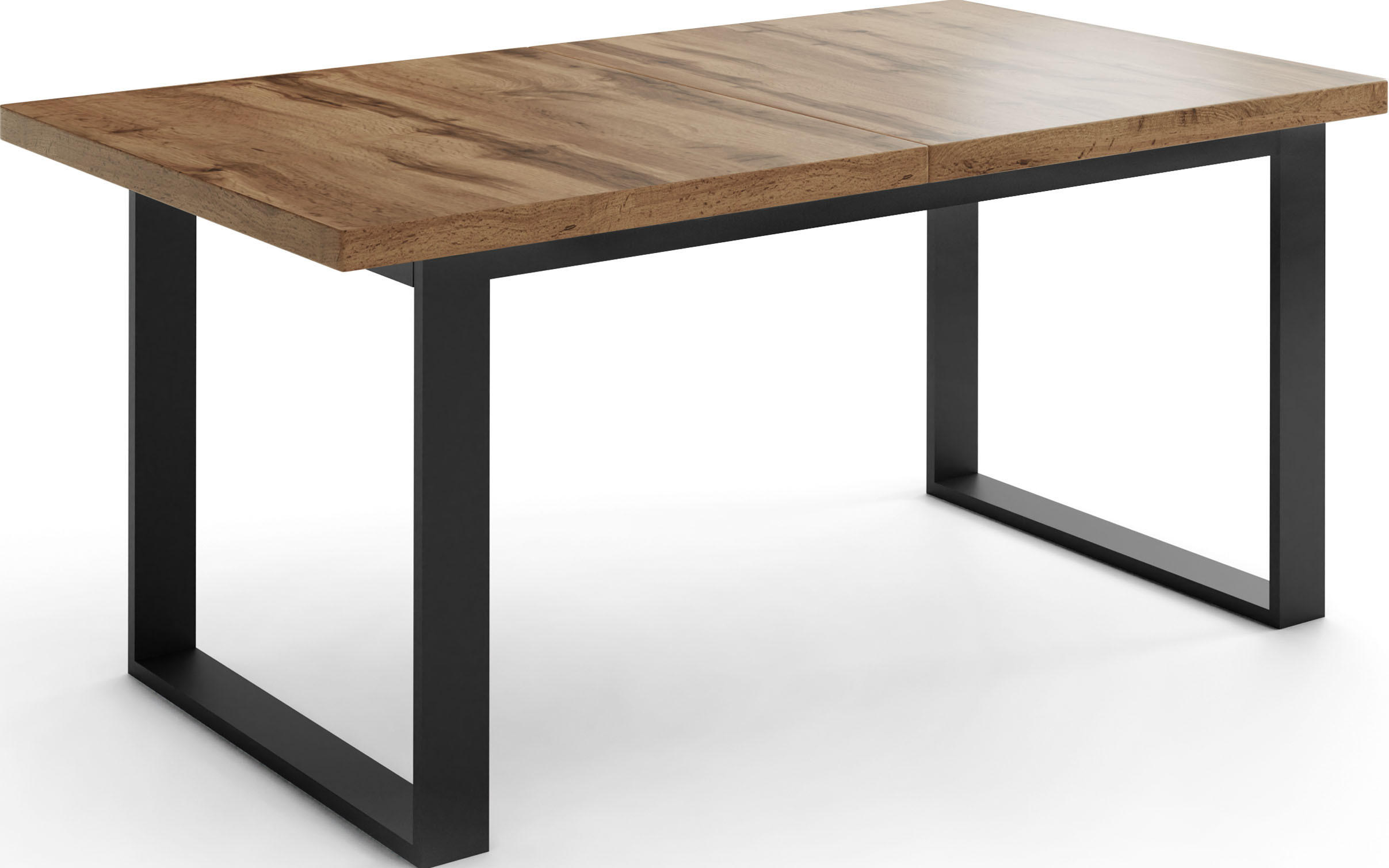 ESSTISCH Valentino rechteckig ausziehbar, Wotan Eiche 160/200/80/75 cm - Eiche Wotan/Schwarz, Holzwerkstoff/Metall (160/80/75cm) - WFL GROUP