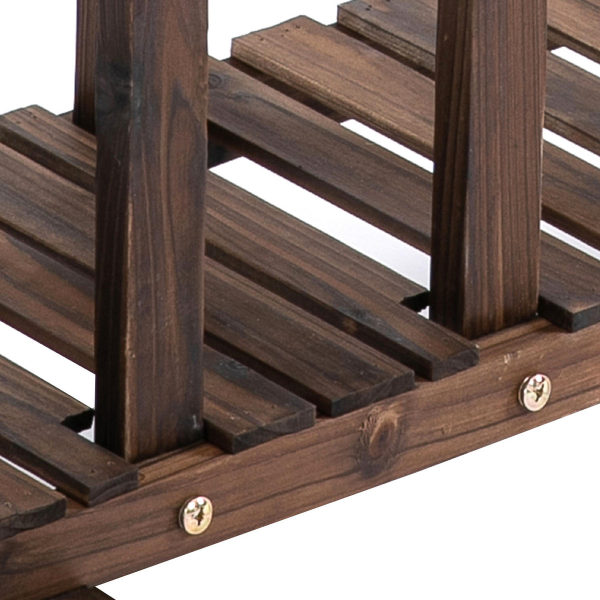 BLUMENTREPPE aus Holz 123,5x33x80 cm in Dunkelbraun mit Rollen - Dunkelbraun, Holz (33/80/123.5cm) - Modfu