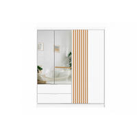 DREHTÜRENSCHRANK MAROKO 203/213/60 cm in Weiß matt mit Lamellen - Weiß, Holzwerkstoff (203/60/213cm) - Deine Möbel 24