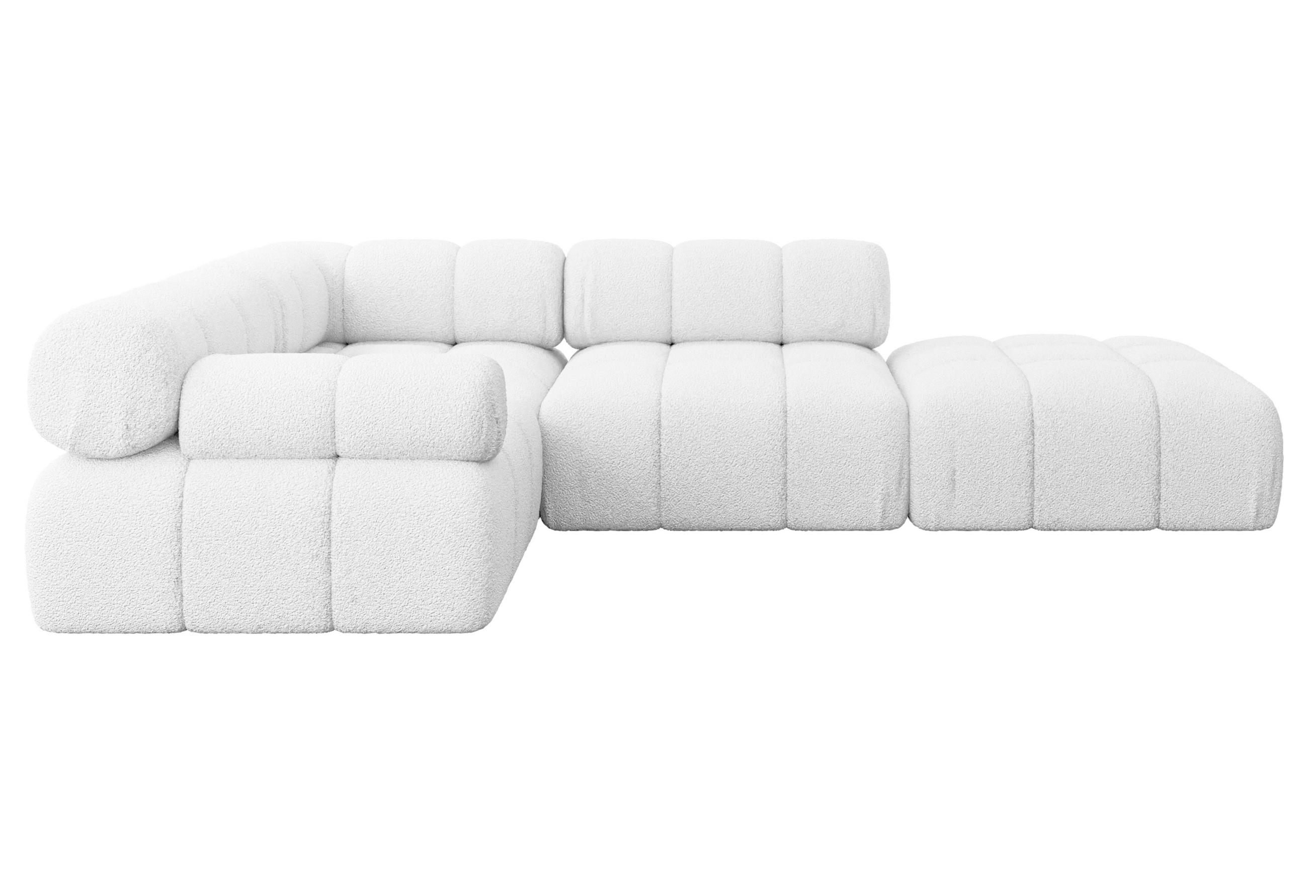 ECKSOFA modulares Sofa Felto-L1 - 285x190x70 cm Weiß Bouclé - Weiß, Holzwerkstoff/Textil (285/190cm) - ALTDECOR