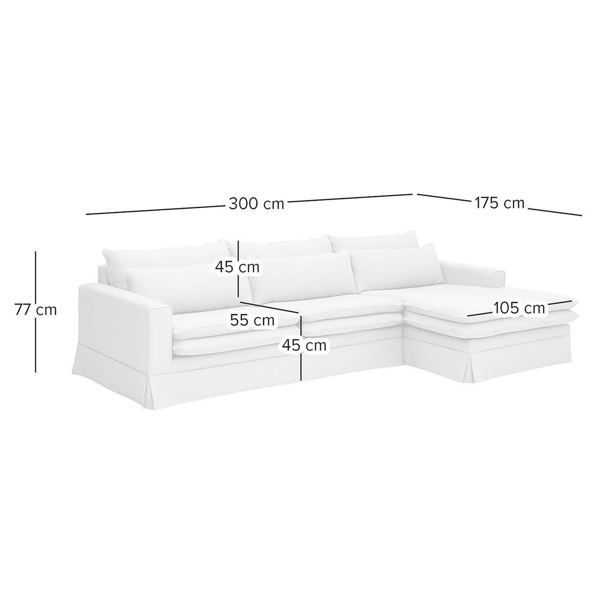 ECKSOFA mit Husse - Longchair, Webstoff - Hellgrau/Schwarz, Kunststoff/Textil (300/175cm) - home24