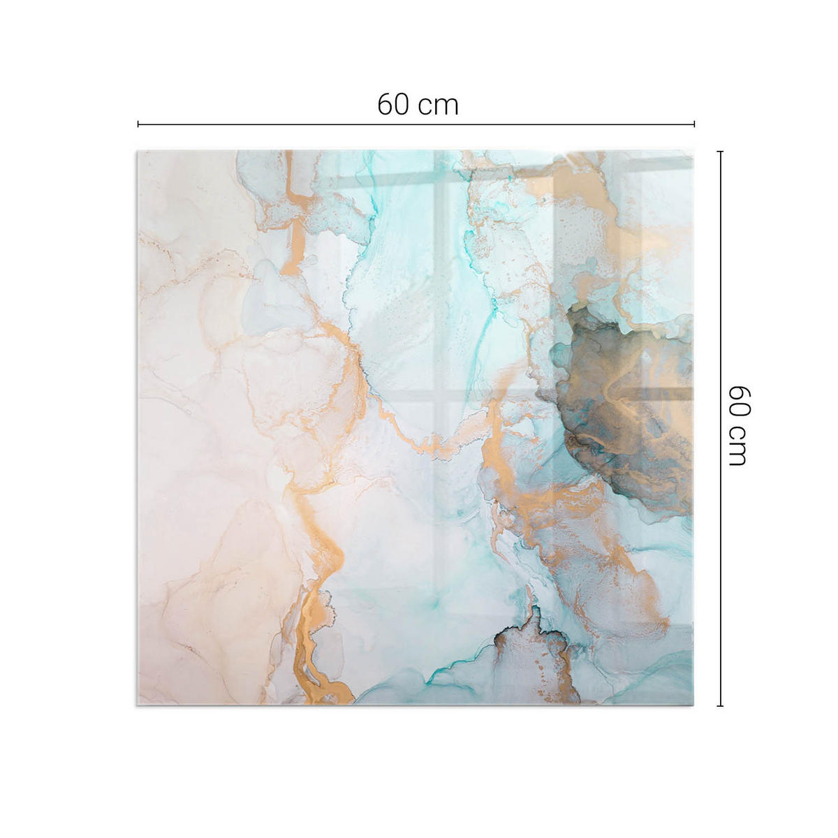 GLASPLATTE für Kamin 60x60 cm Türkis - Türkis, Glas (60/60/0.4cm) - ArtPrintCave