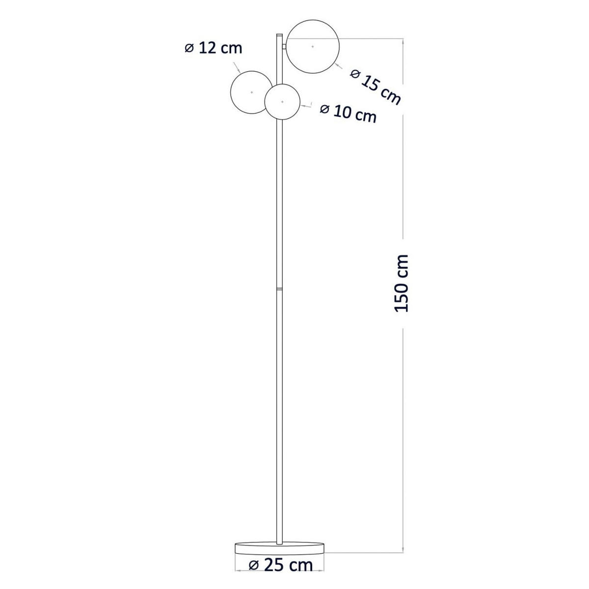 STEHLEUCHTE Melinda, Messing und Weiß, 150cm - Messingfarben, Glas (25/25/150cm) - KOSILUM