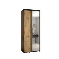 SCHWEBETÜRENSCHRANK 235,2/100/60 2-türig - Schwarz/Eiche Artisan, Holz/Metall (100/235/60cm) - Abiks Möbel