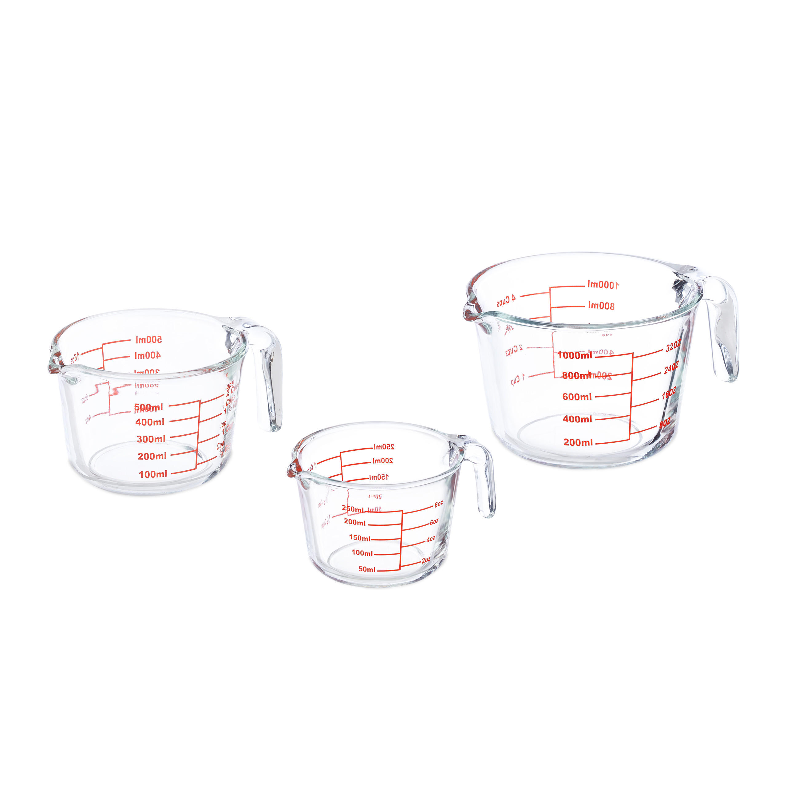 MESSBECHER-SET - Transparent, Glas (1L) - Relaxdays