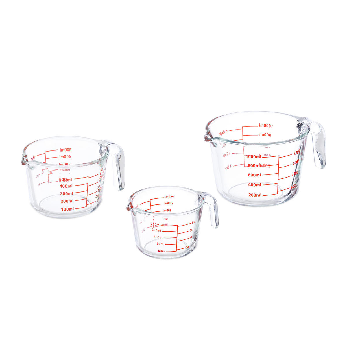 MESSBECHER-SET - Transparent, Glas (1L) - Relaxdays