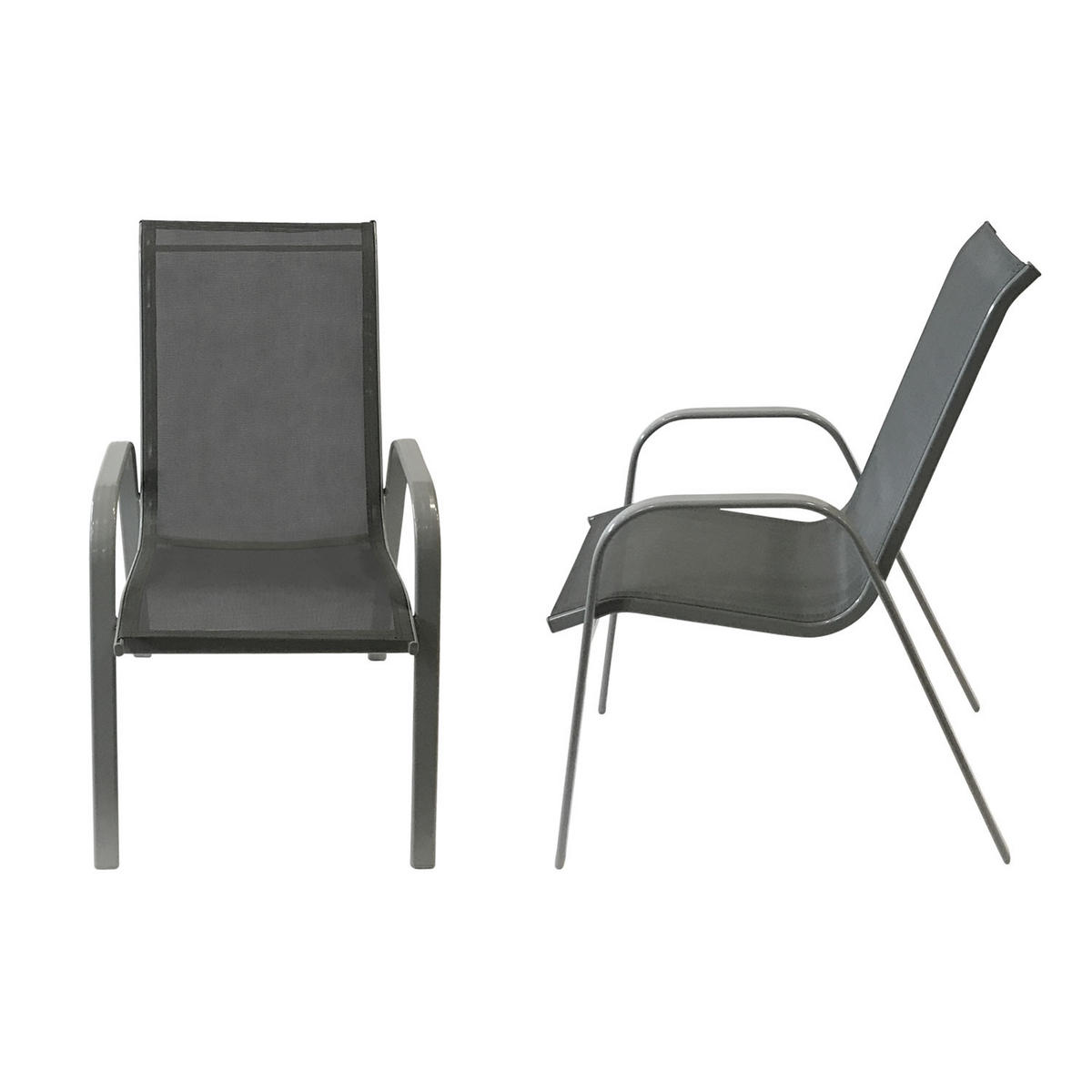GARTENSTÜHLE Marbella Grau und grau 6er-Set - Grau, Kunststoff (56.5/92.5/76cm) - Happy Garden