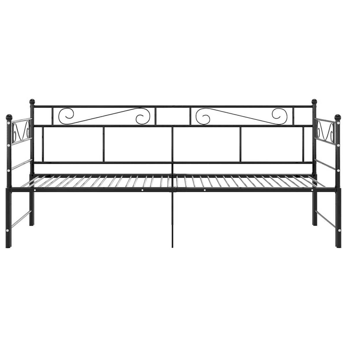 TAGESBETT AUSZIEHBAR SCHWARZ METALL 90X200 CM - Schwarz, Metall - vidaXL