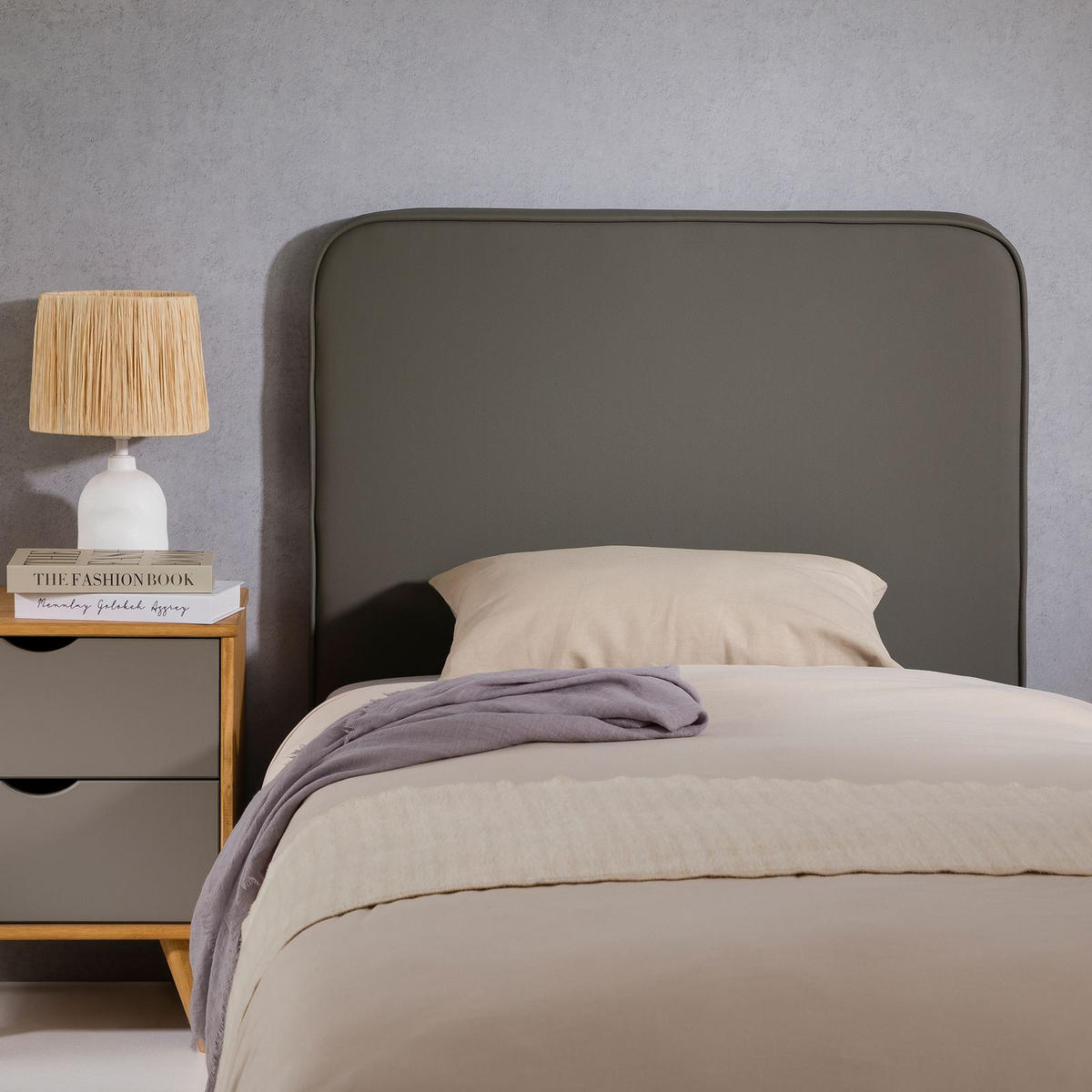 KOPFTEIL ARIELA 90x190 cm grau - Grau, Textil (90/68/6cm) - IDIMEX