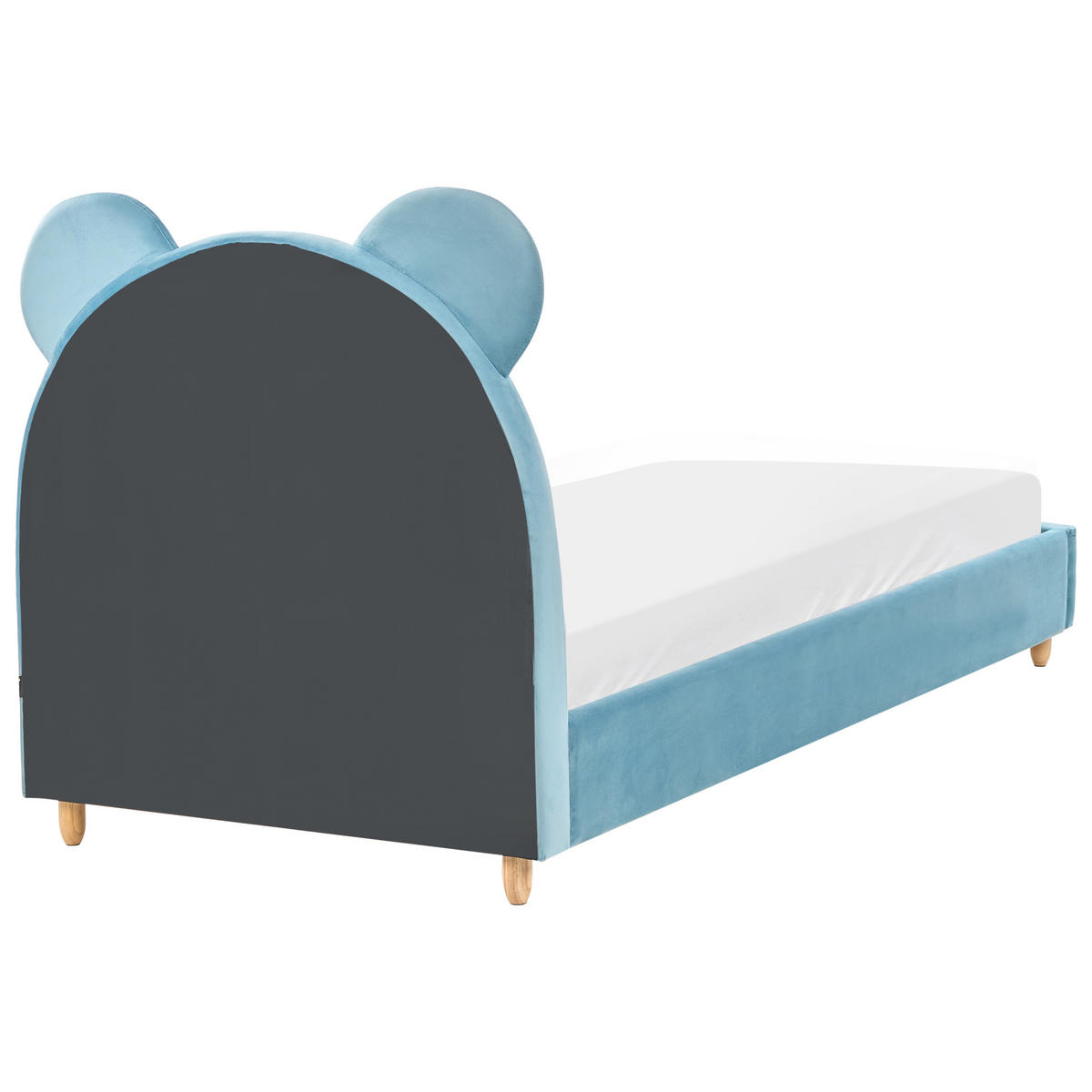 KINDERBETT 90/200 cm Hellbraun Mailles - Blau/Hellbraun, Textil (90/200cm) - Beliani