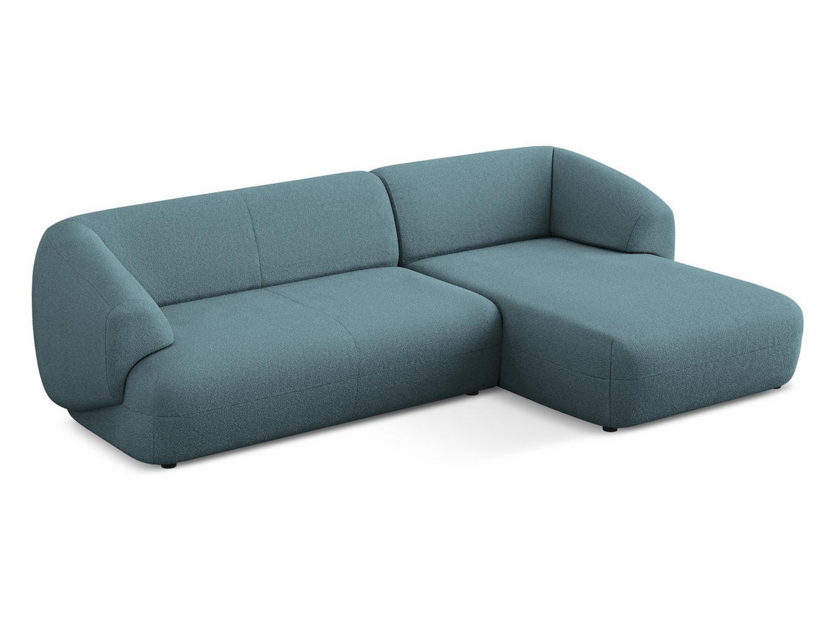 ECKSOFA Rechts Bouclé Stoff Blau - Blau/Blaugrau, Kunststoff/Textil (280/156cm) - Makamii