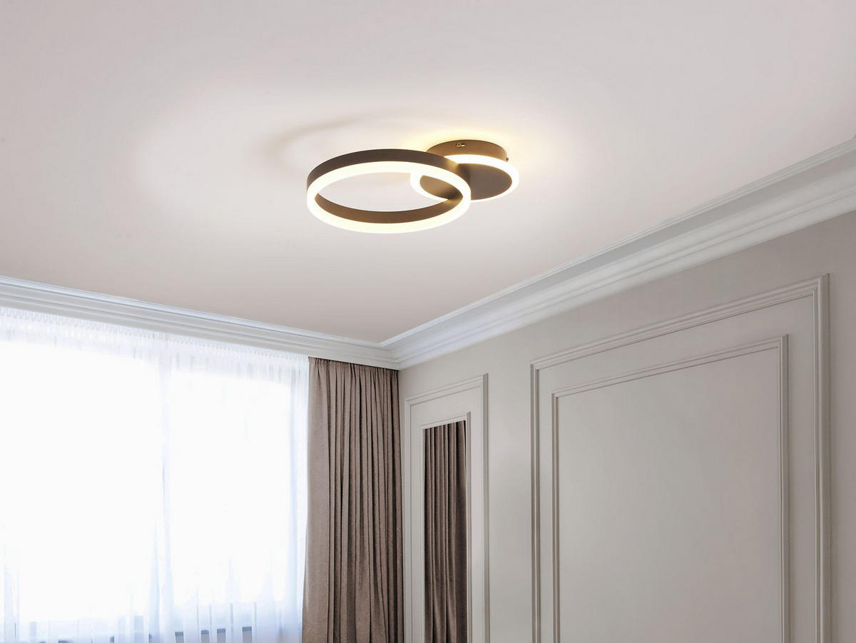 DECKENLEUCHTE Glyde 30/38/9 cm - Braun, Metall (30/38/9cm) - Beliani