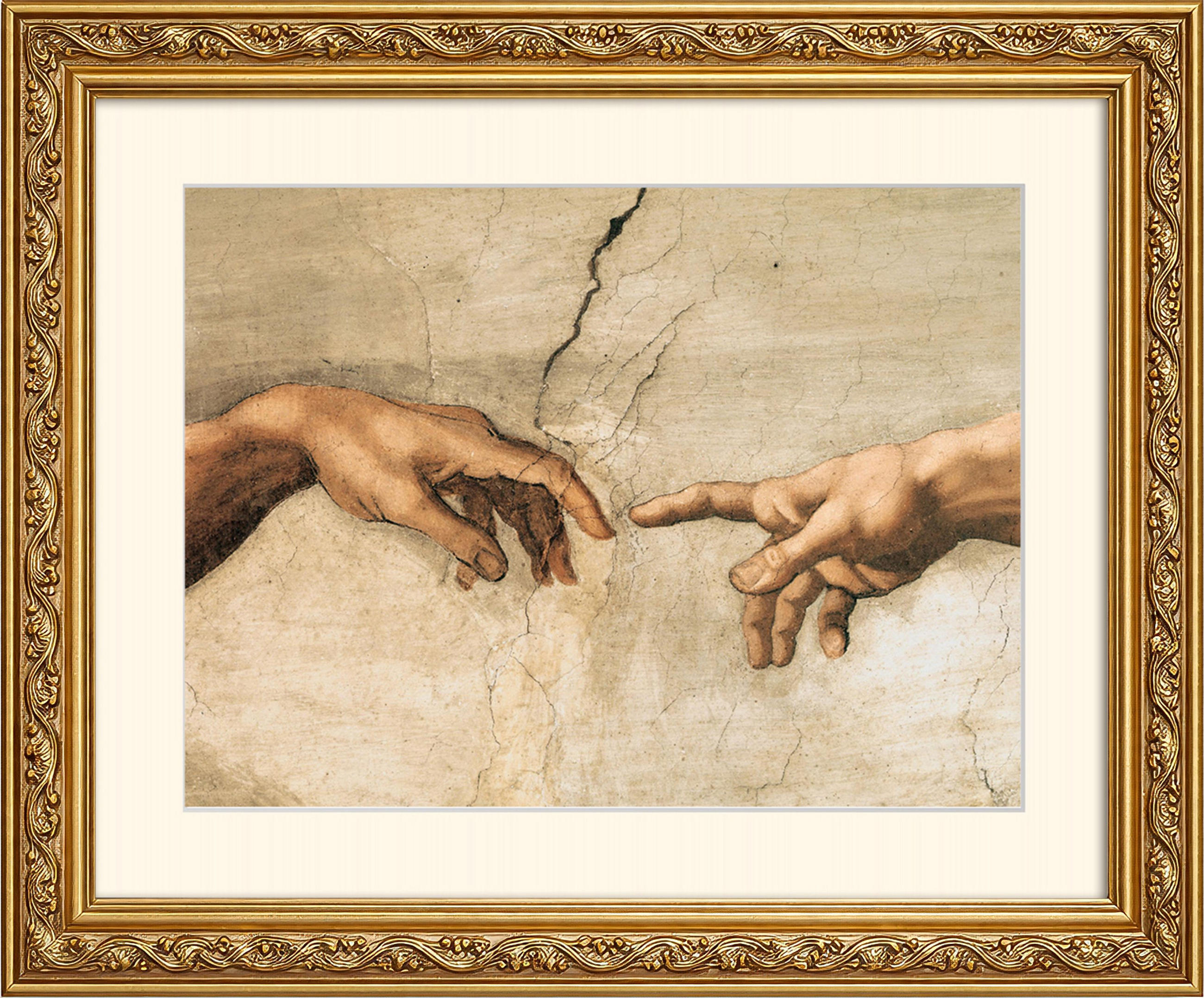 BILD gerahmt 63x53 cm Michelangelo "Hände" - Beige, Holz (63/53cm) - artissimo