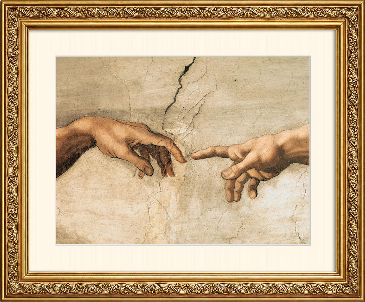 BILD gerahmt 63x53 cm Michelangelo "Hände" - Beige, Holz (63/53cm) - artissimo
