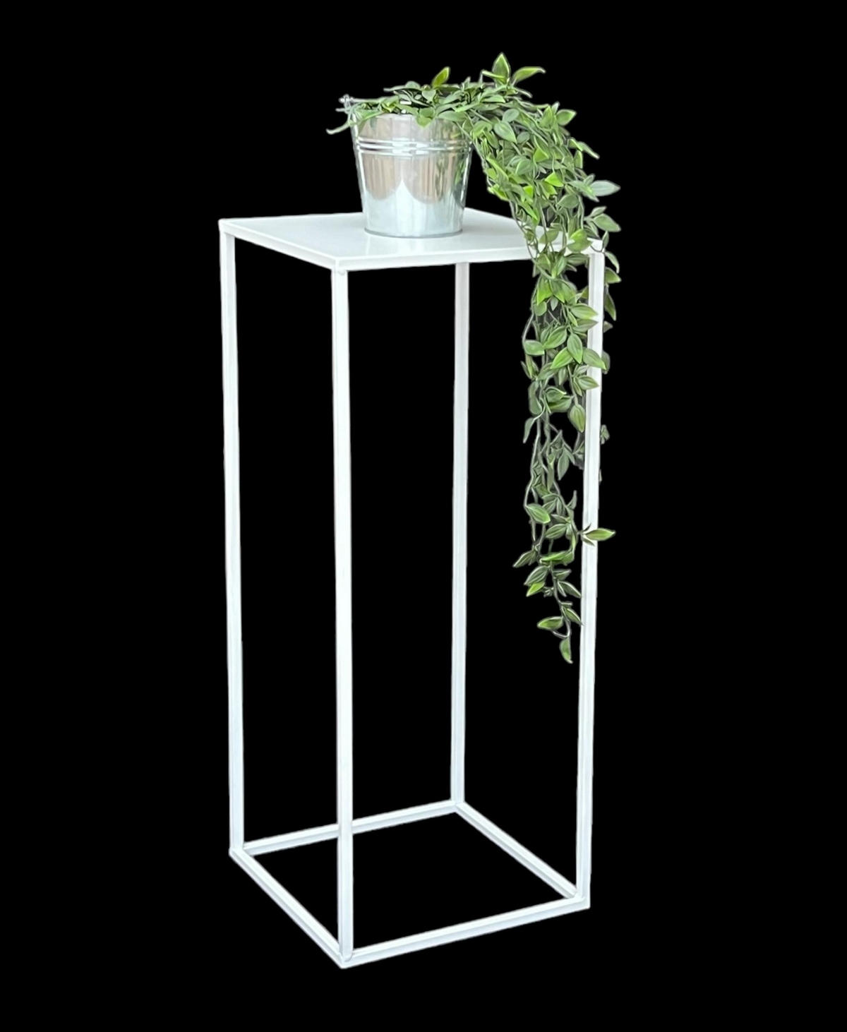 DANDIBO Blumenhocker Metall Weiß Eckig 70 cm Blumenständer Beistelltisch 96482 L Blumensäule Modern Pflanzenständer Pflanzenhocker - Weiß, Metall (28/70/28cm) - DanDiBo