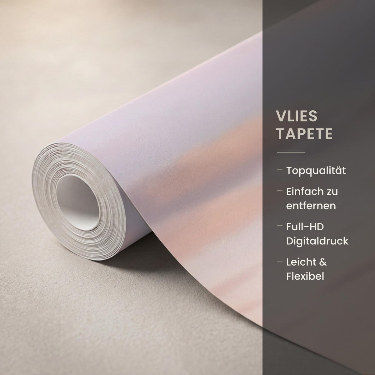 TAPETE - Strand - Brandung - Wolken - 280x220 cm - Hellrosa, Papier (280/220cm) - OnlyWow