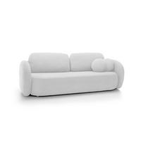 SOFA OLIO Mit Schlaffunktion Und Bettkasten, Bonell-Taschenfederung, Aragon-Stoff, lose Rückenkissen, freistehend, 238x101x86 cm Silver - Weiß, Holz/Textil (238/86/101cm) - DomoHome