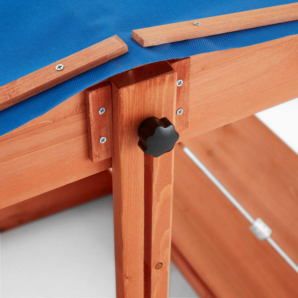 SANDKASTEN mit Sonnensegel BUDDELKISTE - 110 x 110 cm - Blau/Naturfarben, Holz (110/110/110cm) - Home Deluxe