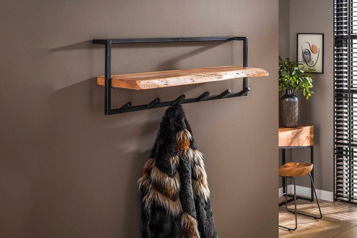 GARDEROBE NEREA Schwarz Akazie - Schwarz, Metall (100/32/25cm) - KAWOLA