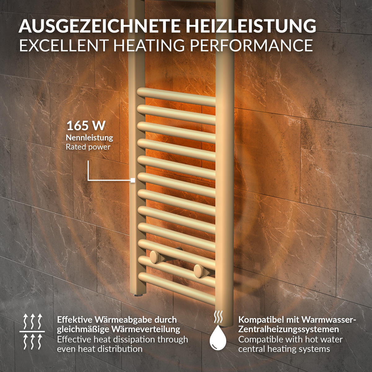 UTĚRKOVÝ TOPNÝ TĚLESO 300 x 800 mm, béžové, koupelnové topné těleso, rovné, s bočním připojením - béžová, kov (30/80/3cm) - LuxeBath