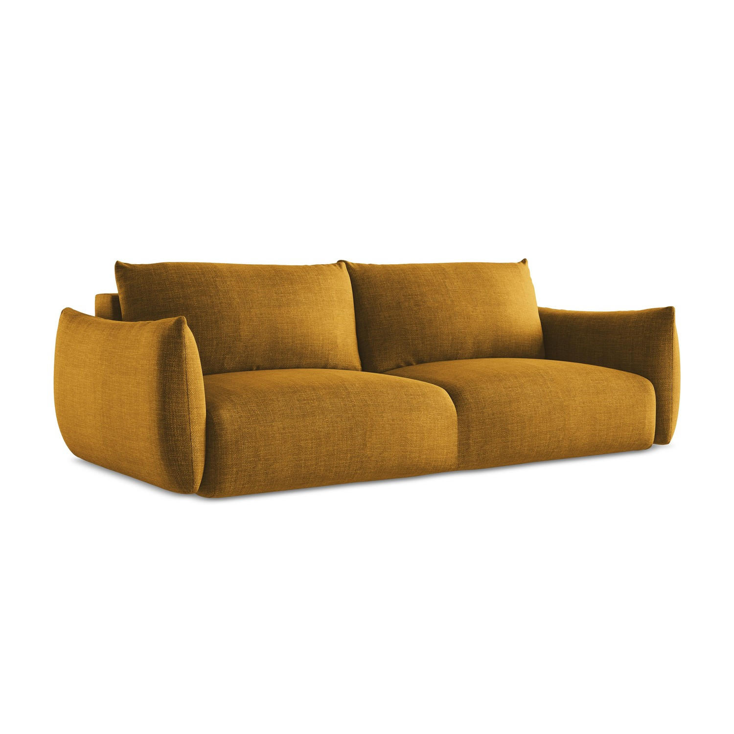 3-SITZER SOFA mit Schlaffunktion Strukturstoff Gelb - Currygelb/Schwarz, Holzwerkstoff/Kunststoff (230/90/105cm) - LaMiaSofa