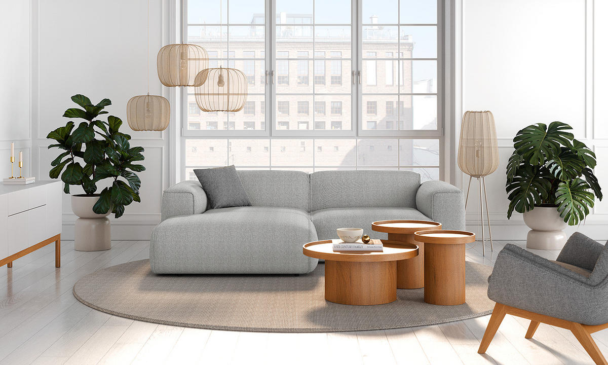 ECKSOFA mit XL-Longchair - Schwarz/Grau, Kunststoff/Textil (260/171cm) - home24