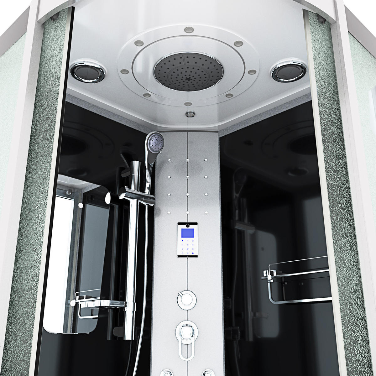 DAMPFDUSCHE Dusche D46-23M2 sw 100x100 - Schwarz, Glas/Kunststoff (100/100/215cm) - AcquaVapore by Sandra Jentho